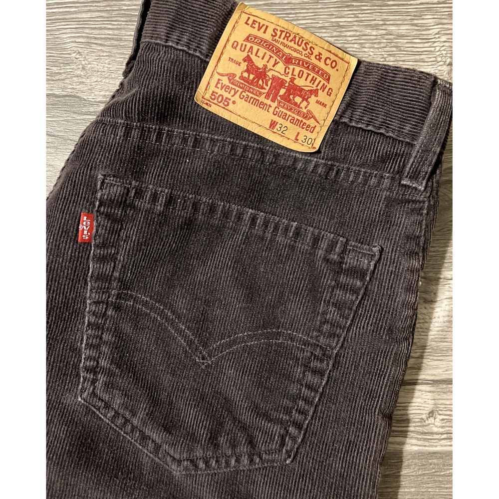 Vintage Levi's 505 Dark Brown Straight Leg Y2K Corduroy Pants Men's Size 32x30